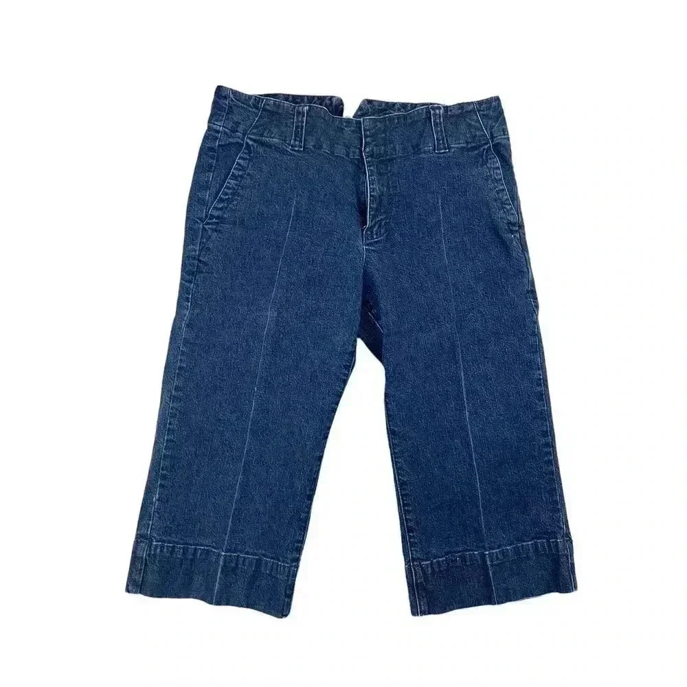 VTG Tommy Hilfiger Women's Blue Denim Jeans 8 Culottes Wide Leg Flare Retro Y2K‎